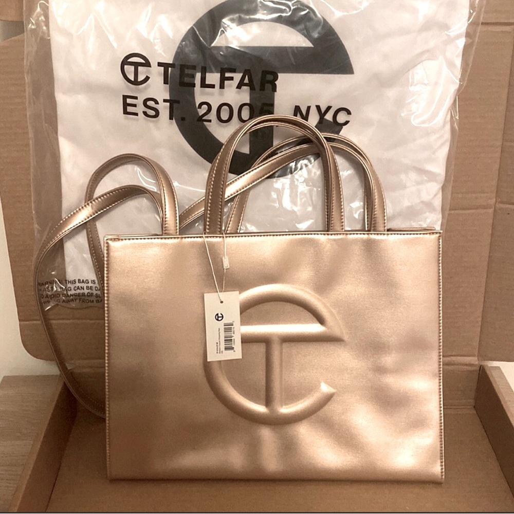 Telfar AUTHENTIC Medium Gold Shopping Bag